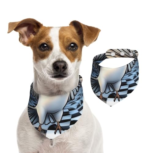 Hundehalstuch, Motiv: Vogel mit surrealistischem Schachbrett-Hintergrund, für Frühling und Sommer, weiche Baumwolle, verstellbares Zubehör für kleine, mittelgroße und große Mädchen, Jungen, Welpen von YVNKHKU