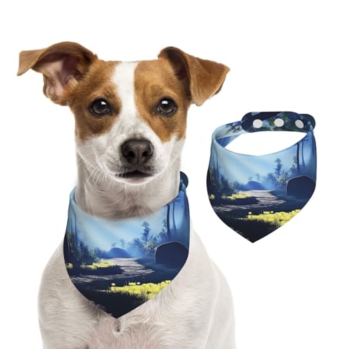 Hundehalstuch, Waldlandschaft, für Frühling und Sommer, weiche Baumwolle, für Welpen, verstellbar, Zubehör für kleine, mittelgroße und große Mädchen, Jungen, Welpen von YVNKHKU