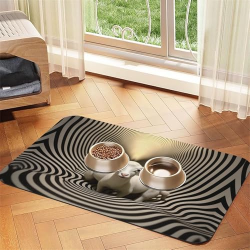 Illusionary Surrealist Art Haustier-Futtermatte für Hunde und Katzen, saugfähig, Leder, Tischdecke für Wassernapf, wasserdicht, keine Flecken, schnell trocknend, rutschfest, 60 x 40 cm Illusionary Surrealist Art Haustier-Futtermatte für Hunde und Katzen, saugfähig, Leder, Tischdecke für Wassernapf, wasserdicht, keine Flecken, schnell trocknend, rutschfest, 60 x 40 cm von YVNKHKU
