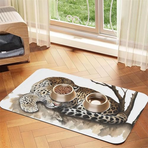 Illustration von Wildtieren, Futtermatte für Hunde und Katzen, saugfähig, Leder, Tischdecke für Wassernapf, wasserdicht, keine Flecken, schnell trocknend, rutschfest, 45 x 30 cm Illustration von Wildtieren, Futtermatte für Hunde und Katzen, saugfähig, Leder, Tischdecke für Wassernapf, wasserdicht, keine Flecken, schnell trocknend, rutschfest, 45 x 30 cm von YVNKHKU