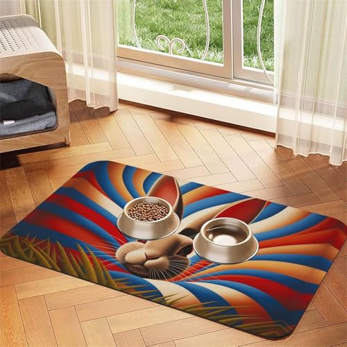 Kaninchen-Punk-Futtermatte für Hunde und Katzen, saugfähig, Leder, Tischdecke für Wassernapf, wasserdicht, keine Flecken, schnell trocknend, rutschfest, 60 x 40 cm von YVNKHKU