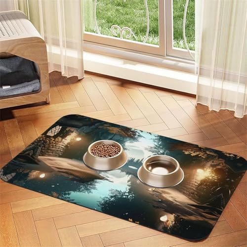 Kapu Forest HD Futtermatte für Hunde und Katzen, saugfähig, Leder, Tischdecke für Wassernapf, wasserdicht, keine Flecken, schnell trocknend, rutschfest, 60 x 40 cm Kapu Forest HD Futtermatte für Hunde und Katzen, saugfähig, Leder, Tischdecke für Wassernapf, wasserdicht, keine Flecken, schnell trocknend, rutschfest, 60 x 40 cm von YVNKHKU