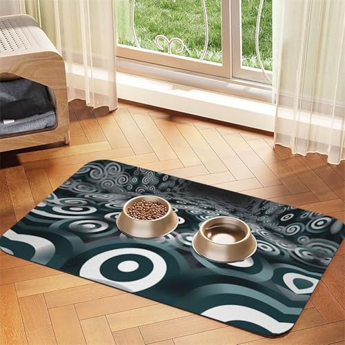 Konzentrische Kreise, Futtermatte für Hunde und Katzen, saugfähig, Leder, Tischdecke für Wassernapf, wasserdicht, keine Flecken, schnell trocknend, rutschfest, 60 x 40 cm Konzentrische Kreise, Futtermatte für Hunde und Katzen, saugfähig, Leder, Tischdecke für Wassernapf, wasserdicht, keine Flecken, schnell trocknend, rutschfest, 60 x 40 cm von YVNKHKU