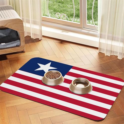 Liberianische Flagge, Futtermatte für Hunde und Katzen, saugfähig, Leder, Tischdecke für Wassernapf, wasserdicht, keine Flecken, schnell trocknend, rutschfest, 45 x 30 cm Liberianische Flagge, Futtermatte für Hunde und Katzen, saugfähig, Leder, Tischdecke für Wassernapf, wasserdicht, keine Flecken, schnell trocknend, rutschfest, 45 x 30 cm von YVNKHKU