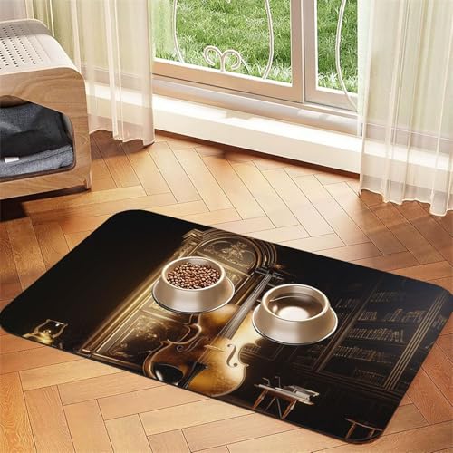 Magic Library Futtermatte für Hunde und Katzen, saugfähig, Leder, Tischdecke für Wassernapf, wasserdicht, keine Flecken, schnell trocknend, rutschfest, 60 x 40 cm Magic Library Futtermatte für Hunde und Katzen, saugfähig, Leder, Tischdecke für Wassernapf, wasserdicht, keine Flecken, schnell trocknend, rutschfest, 60 x 40 cm von YVNKHKU