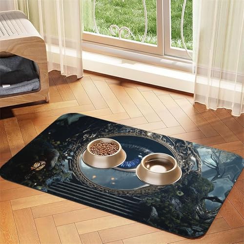 Mysterious Eye Futtermatte für Hunde und Katzen, saugfähig, Leder, Tischdecke für Wassernapf, wasserdicht, keine Flecken, schnell trocknend, rutschfest, 45 x 30 cm Mysterious Eye Futtermatte für Hunde und Katzen, saugfähig, Leder, Tischdecke für Wassernapf, wasserdicht, keine Flecken, schnell trocknend, rutschfest, 45 x 30 cm von YVNKHKU