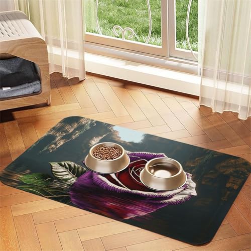 Mysterious Water Giant Rose Haustier-Futtermatte für Hunde und Katzen, saugfähig, Leder, Tischdecke für Wassernapf, wasserdicht, keine Flecken, schnell trocknend, rutschfest, 60 x 40 cm Mysterious Water Giant Rose Haustier-Futtermatte für Hunde und Katzen, saugfähig, Leder, Tischdecke für Wassernapf, wasserdicht, keine Flecken, schnell trocknend, rutschfest, 60 x 40 cm von YVNKHKU