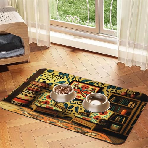 Native American Folk Art Haustier-Futtermatte für Hunde und Katzen, saugfähig, Leder, Tischdecke für Wassernapf, wasserdicht, keine Flecken, schnell trocknend, rutschfest, 60 x 40 cm Native American Folk Art Haustier-Futtermatte für Hunde und Katzen, saugfähig, Leder, Tischdecke für Wassernapf, wasserdicht, keine Flecken, schnell trocknend, rutschfest, 60 x 40 cm von YVNKHKU