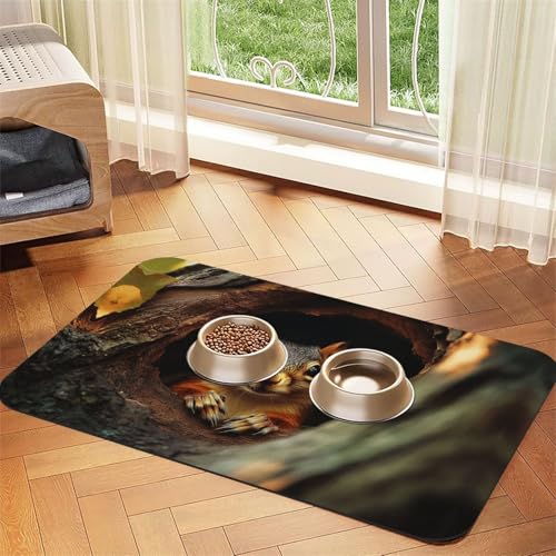 Niedliche Eichhörnchen-Füttermatte für Hunde und Katzen, saugfähig, Leder, Tischdecke für Wassernapf, wasserdicht, keine Flecken, schnell trocknend, rutschfest, 60 x 40 cm Niedliche Eichhörnchen-Füttermatte für Hunde und Katzen, saugfähig, Leder, Tischdecke für Wassernapf, wasserdicht, keine Flecken, schnell trocknend, rutschfest, 60 x 40 cm von YVNKHKU