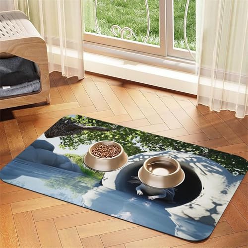 Niedliche Maus, Futtermatte für Hunde und Katzen, saugfähig, Leder, Tischdecke für Wassernapf, wasserdicht, keine Flecken, schnell trocknend, rutschfest, 60 x 40 cm von YVNKHKU
