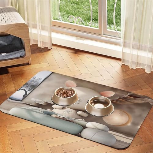 Niedliche Puppen-Futtermatte für Hunde und Katzen, saugfähig, Leder, Tischdecke für Wassernapf, wasserdicht, keine Flecken, schnell trocknend, rutschfest, 45 x 30 cm Niedliche Puppen-Futtermatte für Hunde und Katzen, saugfähig, Leder, Tischdecke für Wassernapf, wasserdicht, keine Flecken, schnell trocknend, rutschfest, 45 x 30 cm von YVNKHKU