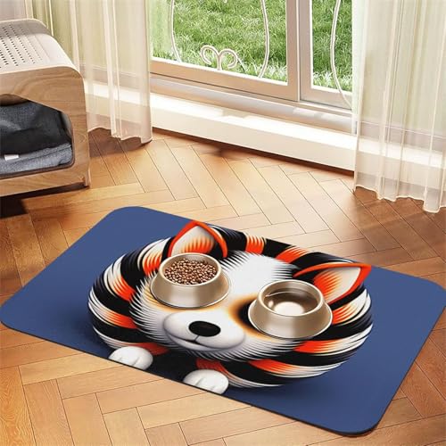 Niedliche Waschbär-Futtermatte für Hunde und Katzen, saugfähig, Leder, Tischdecke für Wassernapf, wasserdicht, keine Flecken, schnell trocknend, rutschfest, 60 x 40 cm von YVNKHKU