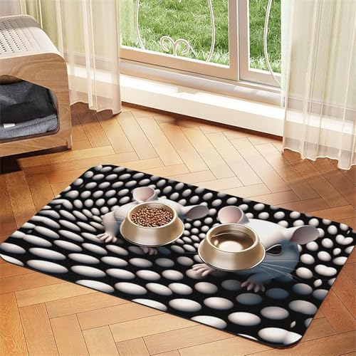 Niedliche kleine weiße Maus, Futtermatte für Hunde und Katzen, saugfähig, Leder, Tischdecke für Wassernapf, wasserdicht, keine Flecken, schnell trocknend, rutschfest, 45 x 30 cm Niedliche kleine weiße Maus, Futtermatte für Hunde und Katzen, saugfähig, Leder, Tischdecke für Wassernapf, wasserdicht, keine Flecken, schnell trocknend, rutschfest, 45 x 30 cm von YVNKHKU
