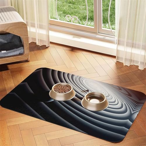 Orbit Distortion Futtermatte für Hunde und Katzen, saugfähig, Leder, Tischdecke für Wassernapf, wasserdicht, keine Flecken, schnell trocknend, rutschfest, 45 x 30 cm Orbit Distortion Futtermatte für Hunde und Katzen, saugfähig, Leder, Tischdecke für Wassernapf, wasserdicht, keine Flecken, schnell trocknend, rutschfest, 45 x 30 cm von YVNKHKU