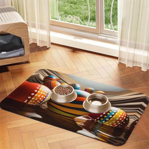 Osterei-Futtermatte für Hunde und Katzen, saugfähig, Leder, Tischdecke für Wassernapf, wasserdicht, keine Flecken, schnell trocknend, rutschfest, 45 x 30 cm von YVNKHKU