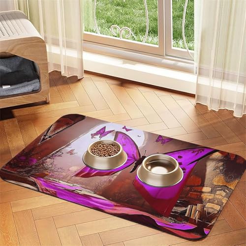 Pink Lotus Queen Futtermatte für Hunde und Katzen, saugfähig, Leder, Tischdecke für Wassernapf, wasserdicht, keine Flecken, schnell trocknend, rutschfest, 45 x 30 cm Pink Lotus Queen Futtermatte für Hunde und Katzen, saugfähig, Leder, Tischdecke für Wassernapf, wasserdicht, keine Flecken, schnell trocknend, rutschfest, 45 x 30 cm von YVNKHKU