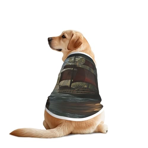 Piratenschiff in Bibliothek, Hundebekleidung, atmungsaktiv, kühlend für große Hunde, Sonnenschutz, Komfort, für Golden Retriever, Husky, Alaska, Outdoor-Aktivitäten, Größe XL Piratenschiff in Bibliothek, Hundebekleidung, atmungsaktiv, kühlend für große Hunde, Sonnenschutz, Komfort, für Golden Retriever, Husky, Alaska, Outdoor-Aktivitäten, Größe XL von YVNKHKU