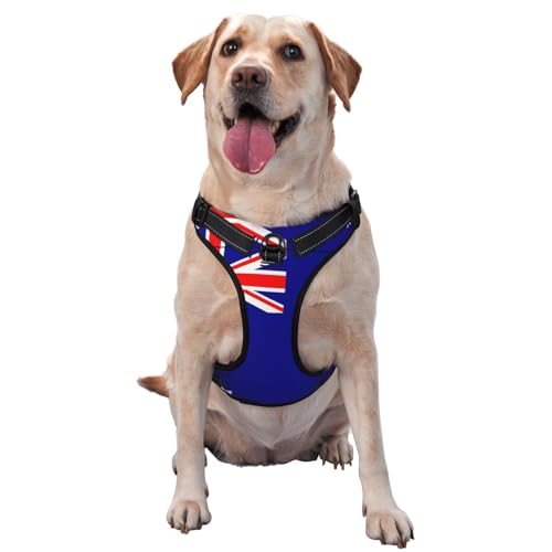 Premium-Hundegeschirr mit australischer Flagge, für kleine, mittelgroße und große Hunde, langlebig, kein Ziehen, mit reflektierenden Riemen und Schnellverschluss-Schnallen, Größe L Premium-Hundegeschirr mit australischer Flagge, für kleine, mittelgroße und große Hunde, langlebig, kein Ziehen, mit reflektierenden Riemen und Schnellverschluss-Schnallen, Größe L von YVNKHKU