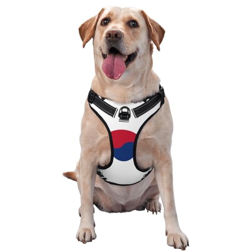 Premium-Hundegeschirr mit koreanischer Flagge, für kleine, mittelgroße und große Hunde, langlebig, kein Ziehen, mit reflektierenden Riemen und Schnellverschluss-Schnallen, Größe M Premium-Hundegeschirr mit koreanischer Flagge, für kleine, mittelgroße und große Hunde, langlebig, kein Ziehen, mit reflektierenden Riemen und Schnellverschluss-Schnallen, Größe M von YVNKHKU
