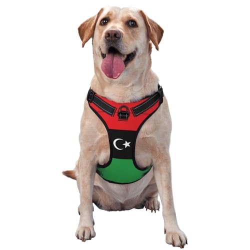 Premium-Hundegeschirr mit libyscher Flagge für kleine, mittelgroße und große Hunde, langlebig, kein Ziehen, mit reflektierenden Riemen und Schnellverschluss-Schnallen, Größe L Premium-Hundegeschirr mit libyscher Flagge für kleine, mittelgroße und große Hunde, langlebig, kein Ziehen, mit reflektierenden Riemen und Schnellverschluss-Schnallen, Größe L von YVNKHKU