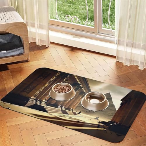 Pyramid Portal Futtermatte für Hunde und Katzen, saugfähig, Leder, Tischdecke für Wassernapf, wasserdicht, keine Flecken, schnell trocknend, rutschfest, 60 x 40 cm Pyramid Portal Futtermatte für Hunde und Katzen, saugfähig, Leder, Tischdecke für Wassernapf, wasserdicht, keine Flecken, schnell trocknend, rutschfest, 60 x 40 cm von YVNKHKU