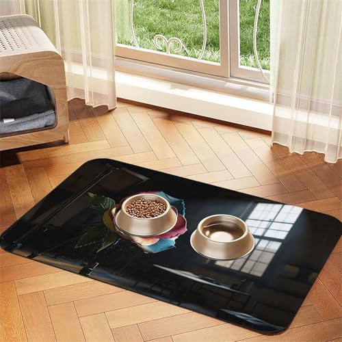 Riesige mechanische Rosen-Futtermatte für Hunde und Katzen, saugfähig, Leder, Tischdecke für Wassernapf, wasserdicht, keine Flecken, schnell trocknend, rutschfest, 60 x 40 cm von YVNKHKU