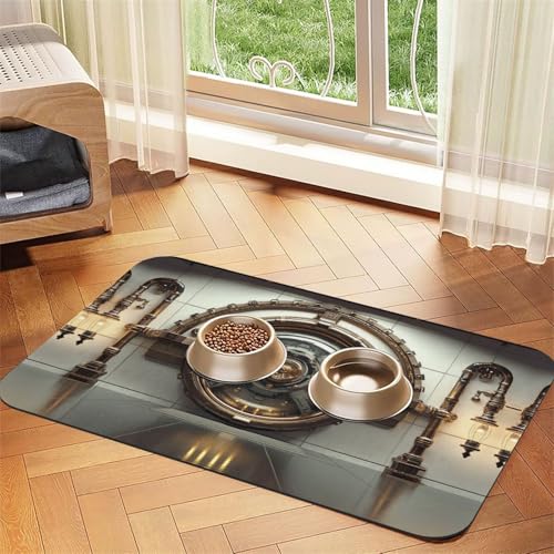 Riesige verschlüsselte Futtermatte für Hunde und Katzen, saugfähig, Leder, Tischdecke für Wassernapf, wasserdicht, keine Flecken, schnell trocknend, rutschfest, 60 x 40 cm von YVNKHKU