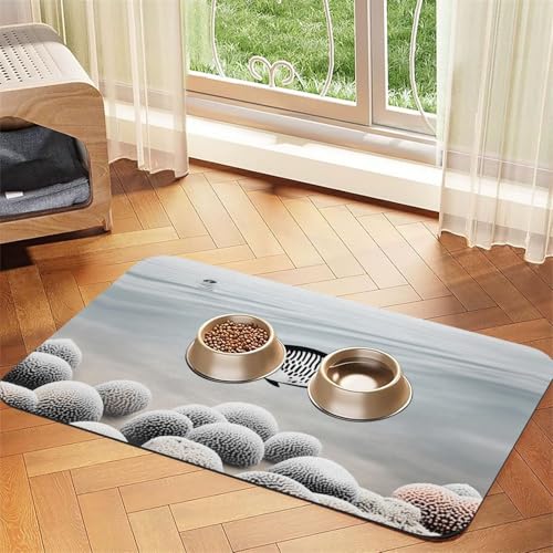Schwimmende Futtermatte für Hunde und Katzen, saugfähig, Leder, Tischdecke für Wassernapf, wasserdicht, keine Flecken, schnell trocknend, rutschfest, 60 x 40 cm Schwimmende Futtermatte für Hunde und Katzen, saugfähig, Leder, Tischdecke für Wassernapf, wasserdicht, keine Flecken, schnell trocknend, rutschfest, 60 x 40 cm von YVNKHKU