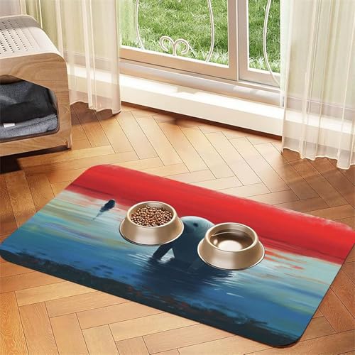 Seeküh, Beobachten Sie den Sonnenuntergang, Haustier-Futtermatte, für Hunde und Katzen, saugfähig, Leder, Tischdecke für Wassernapf, wasserdicht, keine Flecken, schnell trocknend, rutschfest, 45 x 30 Seeküh, Beobachten Sie den Sonnenuntergang, Haustier-Futtermatte, für Hunde und Katzen, saugfähig, Leder, Tischdecke für Wassernapf, wasserdicht, keine Flecken, schnell trocknend, rutschfest, 45 x 30 von YVNKHKU