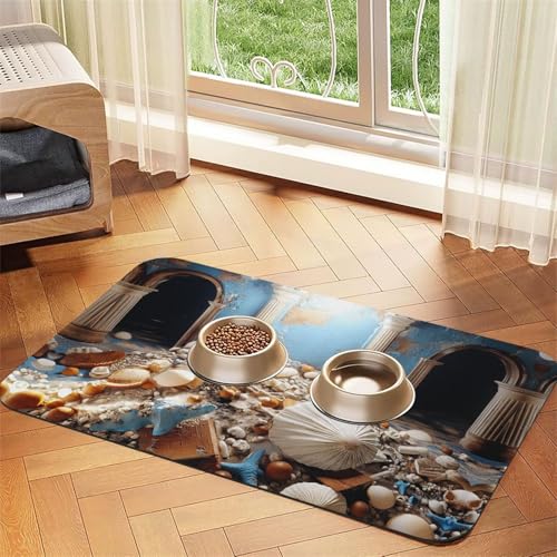 Shell House Futtermatte für Hunde und Katzen, saugfähig, Leder, Tischdecke für Wassernapf, wasserdicht, keine Flecken, schnell trocknend, rutschfest, 45 x 30 cm Shell House Futtermatte für Hunde und Katzen, saugfähig, Leder, Tischdecke für Wassernapf, wasserdicht, keine Flecken, schnell trocknend, rutschfest, 45 x 30 cm von YVNKHKU