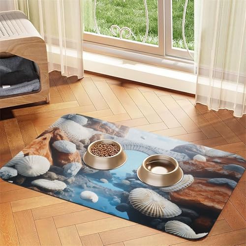 Shell World Futtermatte für Hunde und Katzen, saugfähig, Leder, Tischdecke für Wassernapf, wasserdicht, keine Flecken, schnell trocknend, rutschfest, 60 x 40 cm Shell World Futtermatte für Hunde und Katzen, saugfähig, Leder, Tischdecke für Wassernapf, wasserdicht, keine Flecken, schnell trocknend, rutschfest, 60 x 40 cm von YVNKHKU