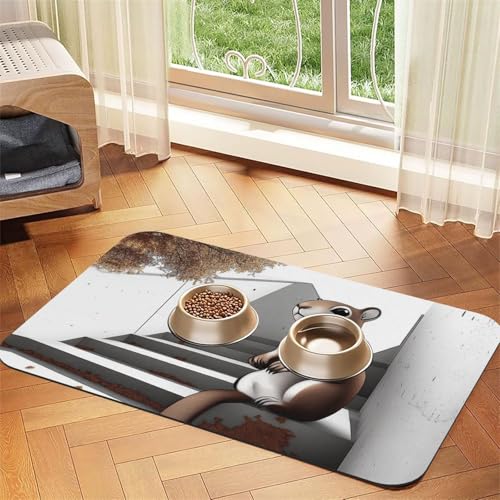 Soft Shadow, Eichhörnchen König Haustier-Futtermatte, für Hunde und Katzen, saugfähig, Leder, Tischdecke für Wassernapf, wasserdicht, keine Flecken, schnell trocknend, rutschfest, 60 x 40 cm Soft Shadow, Eichhörnchen König Haustier-Futtermatte, für Hunde und Katzen, saugfähig, Leder, Tischdecke für Wassernapf, wasserdicht, keine Flecken, schnell trocknend, rutschfest, 60 x 40 cm von YVNKHKU