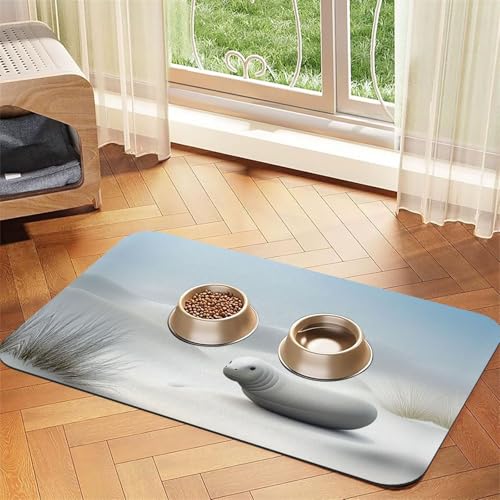 Strange Animals in The Sand Dunes Futtermatte für Hunde und Katzen, saugfähig, Leder, Tischdecke für Wassernapf, wasserdicht, keine Flecken, schnell trocknend, rutschfest, 60 x 40 cm von YVNKHKU