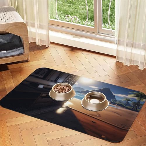 Sunny House Futtermatte für Hunde und Katzen, saugfähig, Leder, Tischdecke für Wassernapf, wasserdicht, keine Flecken, schnell trocknend, rutschfest, 45 x 30 cm Sunny House Futtermatte für Hunde und Katzen, saugfähig, Leder, Tischdecke für Wassernapf, wasserdicht, keine Flecken, schnell trocknend, rutschfest, 45 x 30 cm von YVNKHKU