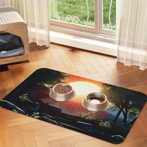 Sunrise Background Haustier-Futtermatte für Hunde und Katzen, saugfähig, Leder, Tischdecke für Wassernapf, wasserdicht, keine Flecken, schnell trocknend, rutschfest, 60 x 40 cm Sunrise Background Haustier-Futtermatte für Hunde und Katzen, saugfähig, Leder, Tischdecke für Wassernapf, wasserdicht, keine Flecken, schnell trocknend, rutschfest, 60 x 40 cm von YVNKHKU