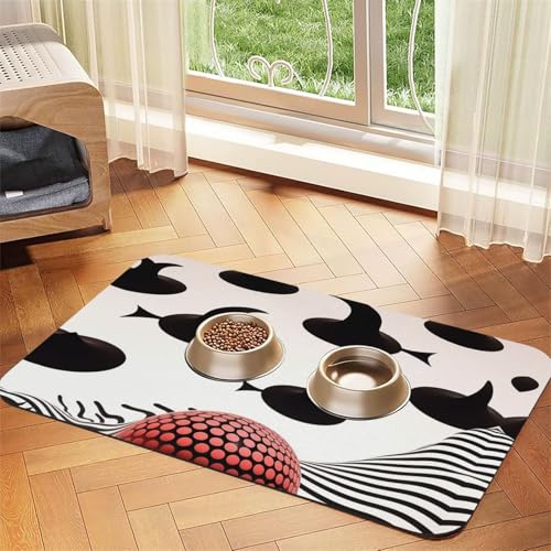 Surrealistischer Hintergrund, rote, weiße und schwarze Farben, Futtermatte für Hunde und Katzen, saugfähig, Leder, Tischdecke für Wassernapf, wasserdicht, keine Flecken, schnell trocknend, rutschfest Surrealistischer Hintergrund, rote, weiße und schwarze Farben, Futtermatte für Hunde und Katzen, saugfähig, Leder, Tischdecke für Wassernapf, wasserdicht, keine Flecken, schnell trocknend, rutschfest von YVNKHKU