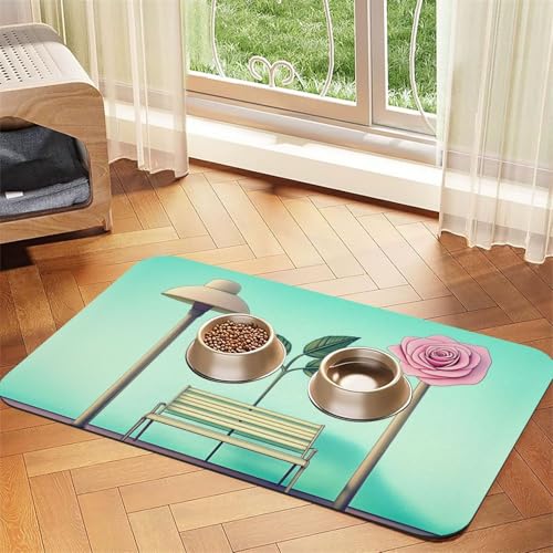The Bench Haustier-Futtermatte für Hunde und Katzen, saugfähig, Leder, Tischdecke für Wassernapf, wasserdicht, keine Flecken, schnell trocknend, rutschfest, 45 x 30 cm von YVNKHKU