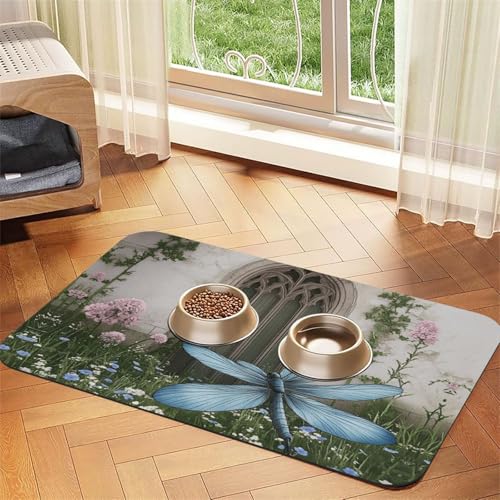 The Door of Dreams Futtermatte für Hunde und Katzen, saugfähig, Leder, Tischdecke für Wassernapf, wasserdicht, keine Flecken, schnell trocknend, rutschfest, 45 x 30 cm von YVNKHKU
