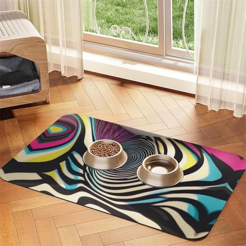 Verformte Spiral-Futtermatte für Hunde und Katzen, saugfähig, Leder, Tischdecke für Wassernapf, wasserdicht, keine Flecken, schnell trocknend, rutschfest, 45 x 30 cm Verformte Spiral-Futtermatte für Hunde und Katzen, saugfähig, Leder, Tischdecke für Wassernapf, wasserdicht, keine Flecken, schnell trocknend, rutschfest, 45 x 30 cm von YVNKHKU