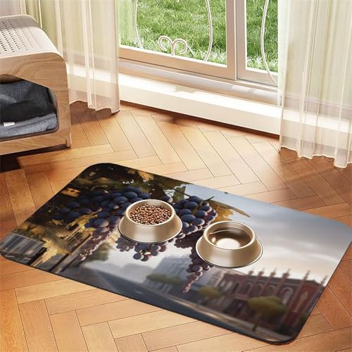 Vineyard Futtermatte für Hunde und Katzen, saugfähig, Leder, Tischdecke für Wassernapf, wasserdicht, keine Flecken, schnell trocknend, rutschfest, 60 x 40 cm Vineyard Futtermatte für Hunde und Katzen, saugfähig, Leder, Tischdecke für Wassernapf, wasserdicht, keine Flecken, schnell trocknend, rutschfest, 60 x 40 cm von YVNKHKU