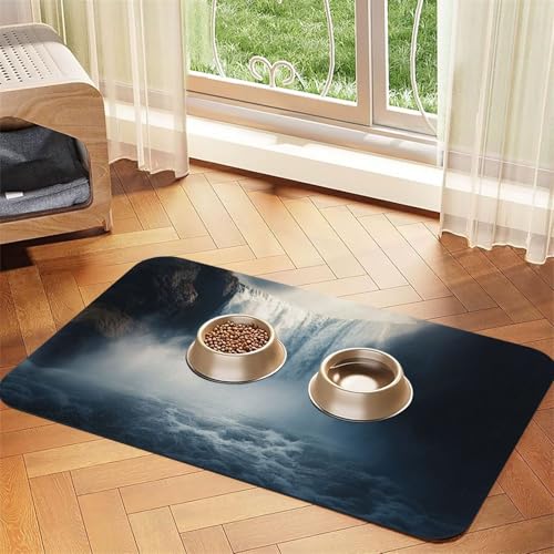 Wasserfälle und schwerer Nebel, Futtermatte für Hunde und Katzen, saugfähig, Leder, Tischdecke für Wassernapf, wasserdicht, keine Flecken, schnell trocknend, rutschfest, 60 x 40 cm Wasserfälle und schwerer Nebel, Futtermatte für Hunde und Katzen, saugfähig, Leder, Tischdecke für Wassernapf, wasserdicht, keine Flecken, schnell trocknend, rutschfest, 60 x 40 cm von YVNKHKU