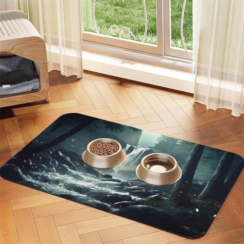 Wasserfall-Futtermatte für Hunde und Katzen, saugfähig, Leder, Tischdecke für Wassernapf, wasserdicht, keine Flecken, schnell trocknend, rutschfest, 60 x 40 cm Wasserfall-Futtermatte für Hunde und Katzen, saugfähig, Leder, Tischdecke für Wassernapf, wasserdicht, keine Flecken, schnell trocknend, rutschfest, 60 x 40 cm von YVNKHKU
