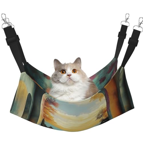 YVNKHKU A Vibrant River Wende-Katzen-Hängematte zum Aufhängen, weich, atmungsaktiv, Haustierkäfig, verstellbares Bett für Kätzchen, Welpen oder kleine und große von YVNKHKU