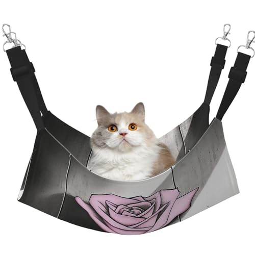 YVNKHKU Bright Roses Wende-Katzen-Hängematte zum Aufhängen, weich, atmungsaktiv, Haustierkäfig, verstellbares Bett für Kätzchen, Welpen oder kleine und mittelgroße von YVNKHKU