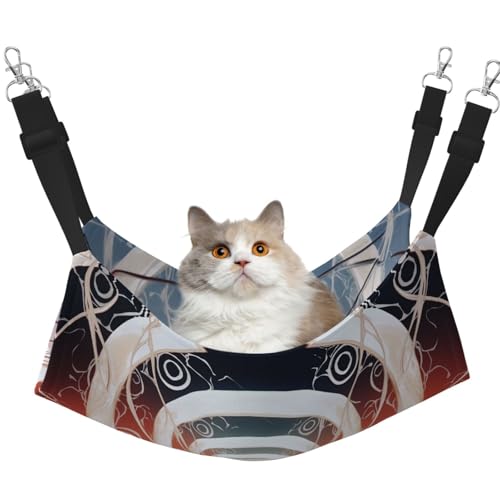 YVNKHKU Curves and Eddies Wende-Katzen-Hängematte zum Aufhängen, weich, atmungsaktiv, Haustierkäfig, verstellbares Bett für Kätzchen, Welpen oder kleine und große von YVNKHKU