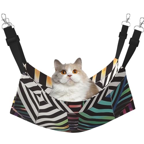 YVNKHKU Dangerous Stripes Wende-Katzen-Hängematte zum Aufhängen, weich, atmungsaktiv, Haustierkäfig, verstellbares Bett für Kätzchen, Welpen oder kleine und mittelgroße von YVNKHKU