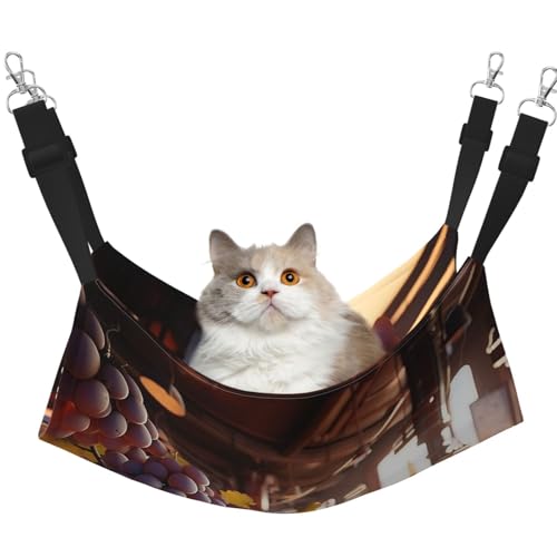 YVNKHKU Delicious Grapes Wende-Katzen-Hängematte zum Aufhängen, weich, atmungsaktiv, Haustierkäfig, verstellbares Bett für Kätzchen, Welpen oder kleine und große von YVNKHKU