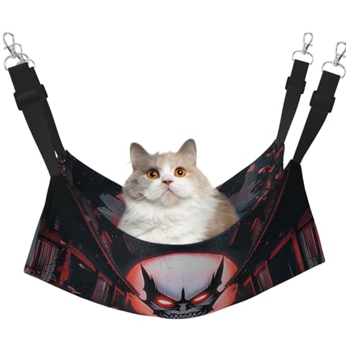 YVNKHKU Devil Warrior Maske, wendbare Katzenhängematte zum Aufhängen, weich, atmungsaktiv, Haustierkäfig, verstellbares Bett für Kätzchen, Welpen oder kleine und große von YVNKHKU