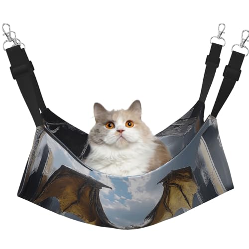 YVNKHKU Dragon Wings Wende-Katzen-Hängematte zum Aufhängen, weich, atmungsaktiv, Haustierkäfig, verstellbares Bett für Kätzchen, Welpen oder kleine und mittelgroße von YVNKHKU
