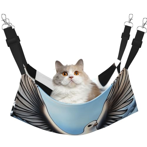 YVNKHKU Ein Vogel mit surrealistischem Schachbrett-Hintergrund, wendbare Katzenhängematte, zum Aufhängen, weich, atmungsaktiv, Haustierkäfig, verstellbares Bett für Kätzchen, Welpen oder kleine und von YVNKHKU